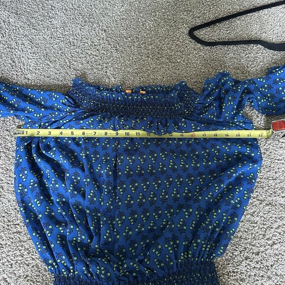 Tory Burch Casual Off The Shoulder Top Size 4 Navy Blue - Semi Sheer Blouse - Picture 8 of 8